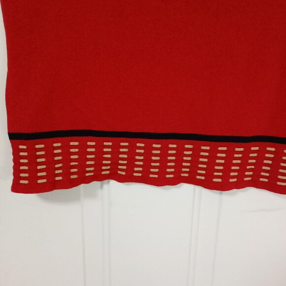 Finity Sweater Tank Top Womens Red Sleeveless Contrast Trim & Laser-Cut Hem Sz M - Picture 3 of 7